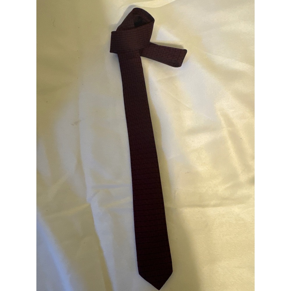 The‎ Playboy Club Silk Tie Black Burgundy Bunny Logo Vtg 60s Mansion Skinny 54"